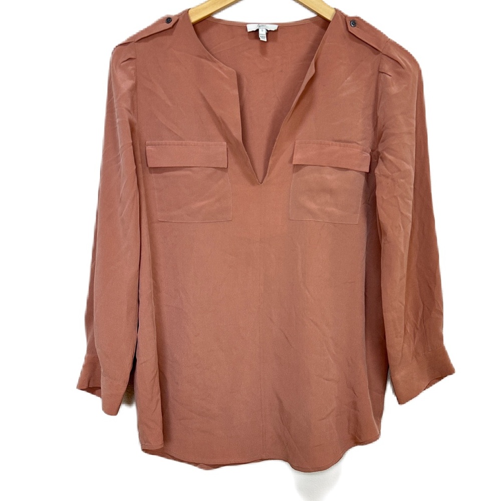 Joie Marlo Silk Blouse Shirt Light Tan 3/4 Sleeve Women’s‎ Sz Small